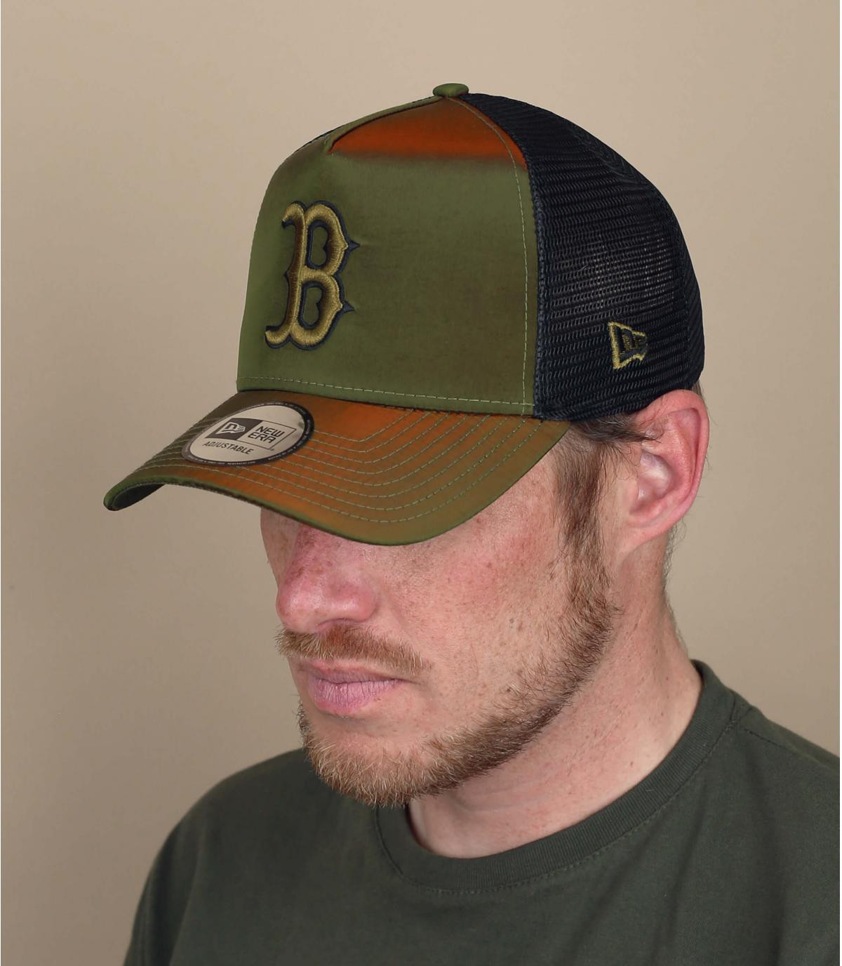 Trucker Cap B grün Reflexion Trucker Hypertone Boston olive orange